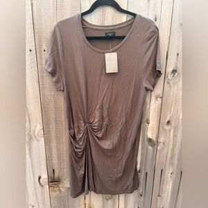 Anthropologie Deletta Twist Front Shirt Dress in Brown size Small